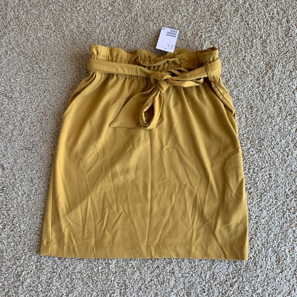 H&M Skirts Nwt Mustard Yellow Paper Bag Skirt Size 8 Poshmark